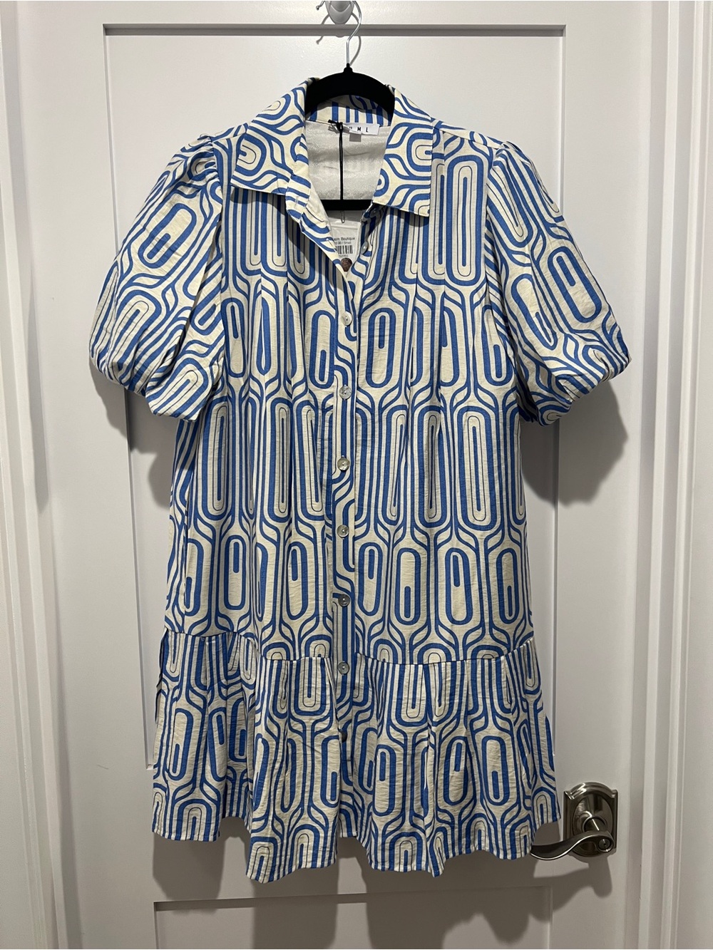 THML Blue and White Geometric Mini Dress woman’s Small